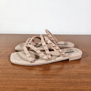 Steve Madden Sandals Size 7 Selina Strappy Spike Studded Slip On Blush